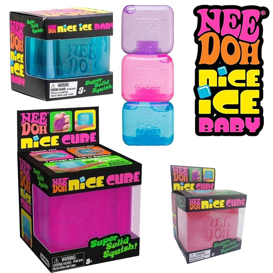 NeeDoh Nice Ice Baby - Squish Cube| Fidget Toy for Anxiety & Focus
