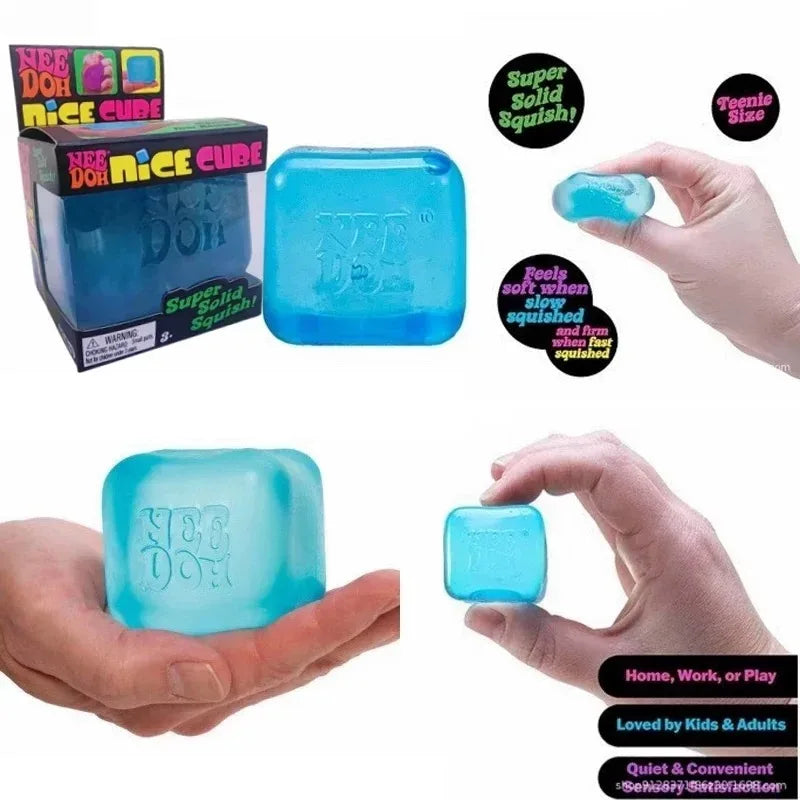 NeeDoh Nice Ice Baby - Squish Cube| Fidget Toy for Anxiety & Focus